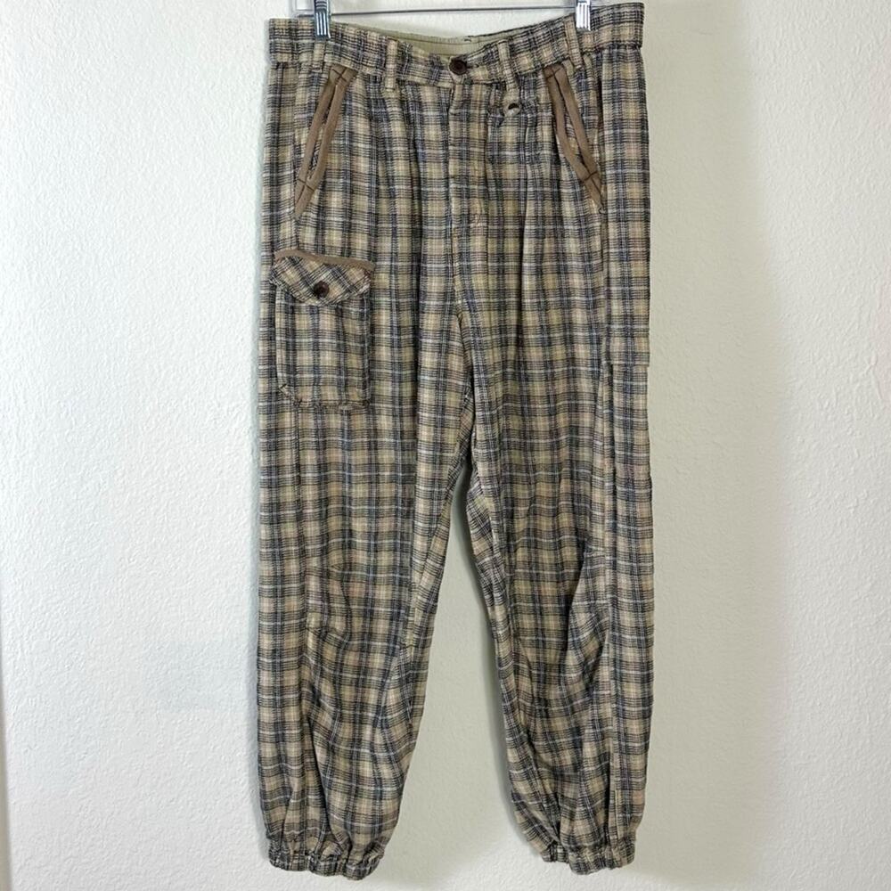 Free People Grunge 90s Plaid Cargo Jogger Back Street Pants Size Large - Picture 6 of 14